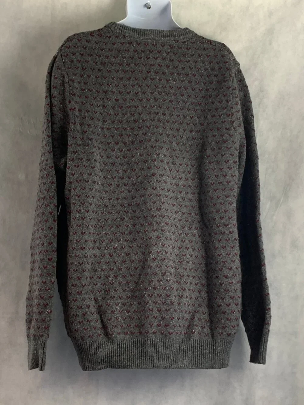 Tommy Hilfiger Men's Crew Neck Heavyweight Pullover Sweater, Gray Geometric, XXL